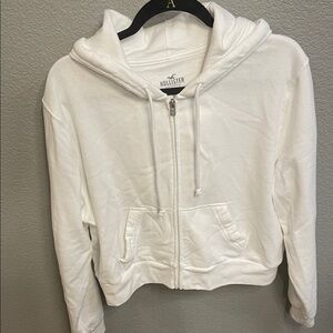 Hollister Women's Classic White Zip-Up Hoodie